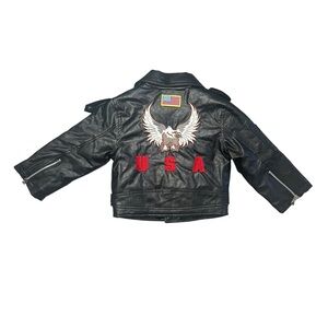 Outdoor habitat Black biker Jacket with USA Eagle Design